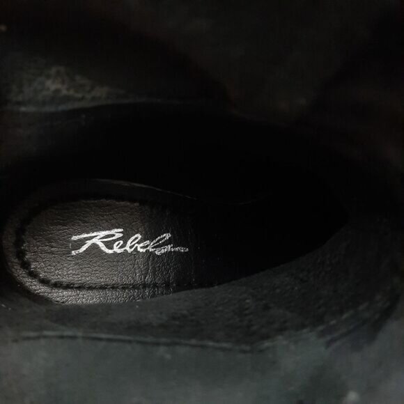 REBELS Mixed Media Short Boots Soft Genuine Leather Modern Black Sz 6 M - Picture 16 of 16